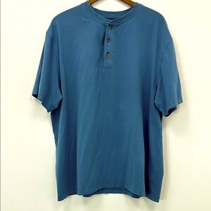 L.L. Bean Blue Henley Tee T-Shirt Men's XL Regular Fit Casual Summer Travel Hike